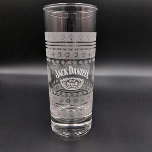 Jack Daniels Old No. 7 Christmas Highball Glass 10 oz Etched Snowflake